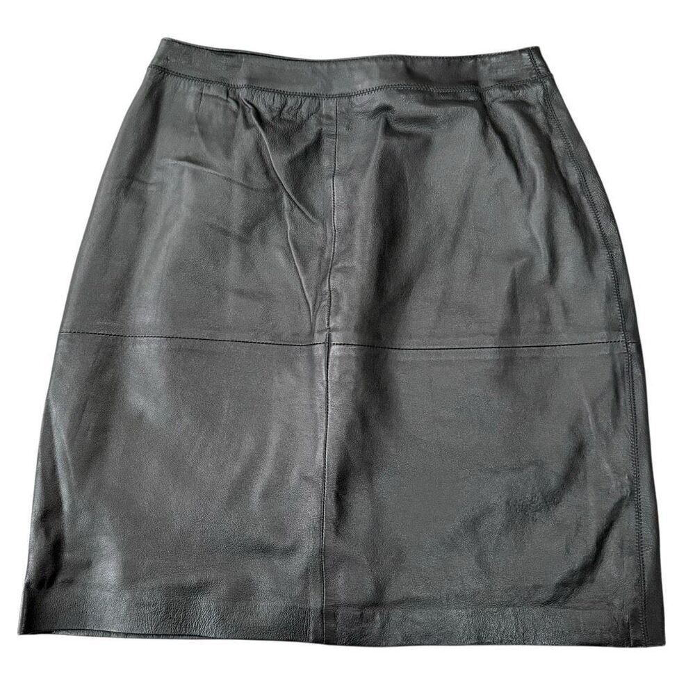 Style & Co Collections vintage Women Genuine Leather Skirt Size 6 black